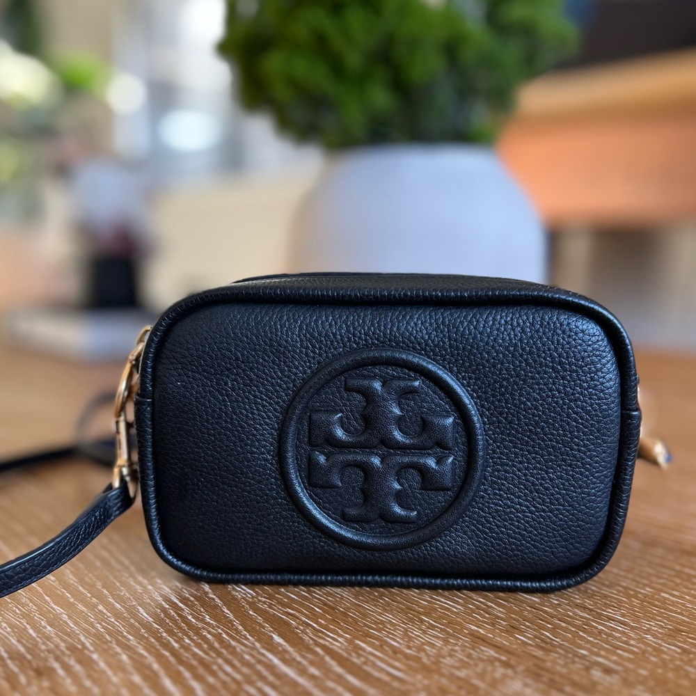 Tory Burch Mini Perry Bomb Leather Camera Bag - Black Leather